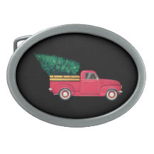 Little Red Truck hauling a Christmas Tree