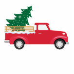 Little Red Truck Hauling a Christmas Tree Cutout<br><div class="desc">Ho ho ho. Little red truck is hauling a Christmas tree into your heart</div>
