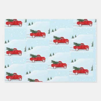 Little Red Truck Lovers Gift Wrap by CardArtFromTheHeart at Zazzle