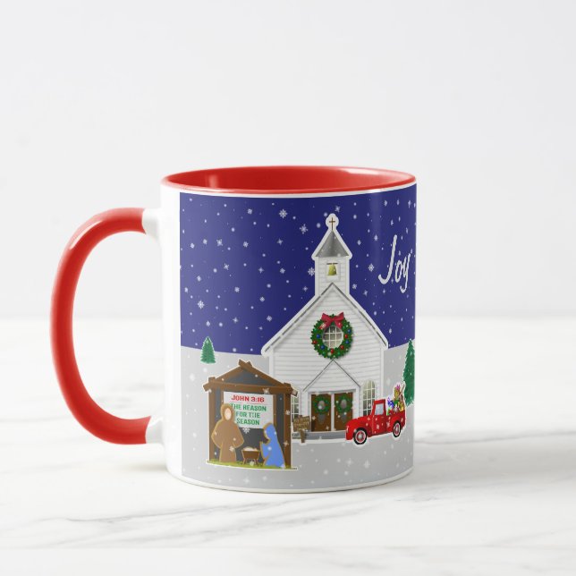 Little Red Truck with Country Church Mug (Left)