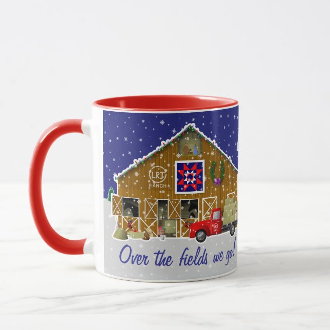 Little Red Truck with Horse Ranch Barn Mug (Left)