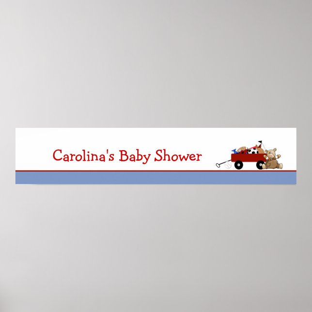 Little Red Wagon Baby Shower Banner Poster (Front)