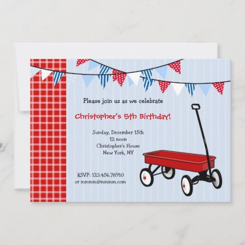 Little Red Wagon Birthday Party Invitations