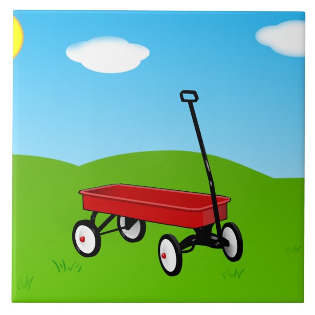 Little Red Wagon  Ceramic Tile (Front)