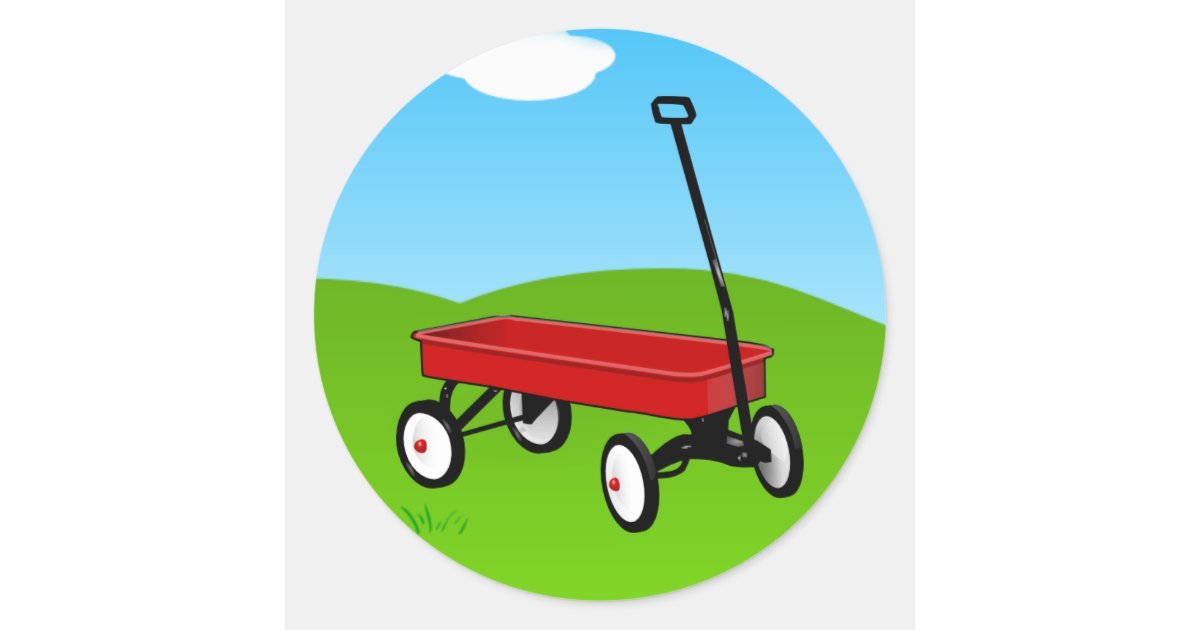 Little Red Wagon Oval Bumper Sticker - Weatherproof Vinyl Decal