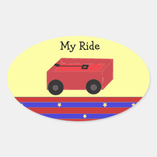 LIttle Red Wagon Oval Sticker