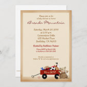 Little Red Wagon Sports Theme Boy Baby Shower Invitation (Front/Back)