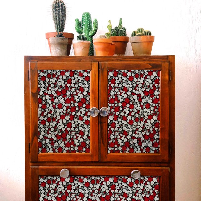 Little Red, White & Gray Flowers Pattern Decoupage Tissue Paper (Creator Uploaded)