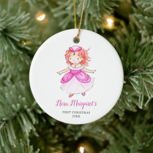 Little Redhead Princess Personalized Babys 1st Ceramic Ornament