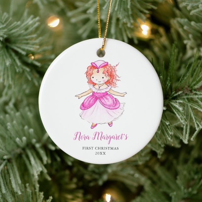Little Redhead Princess Personalized Baby's 1st Ceramic Ornament (Tree)