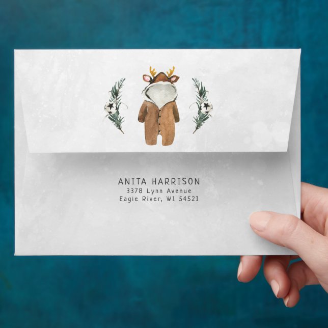 Little Reindeer | Christmas Baby Shower Envelope (Hand)