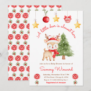 Little Reindeer Christmas Baby Shower Invitation
