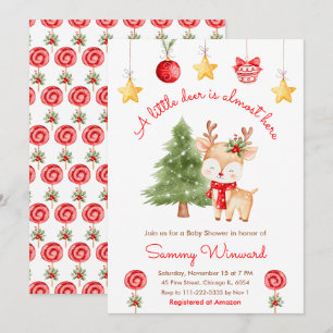 Little Reindeer Christmas Baby Shower Invitation
