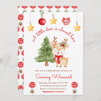 Little Reindeer Christmas Baby Shower Invitation