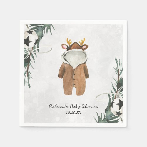 Little Reindeer Christmas Baby Shower Personalized Napkins