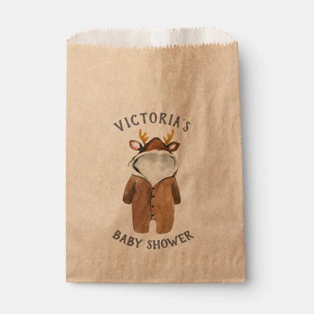 Little Reindeer Christmas Winter Baby Shower Favor Bag (Front)