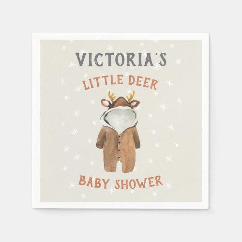 Little Reindeer Christmas Winter Baby Shower Invit Napkins