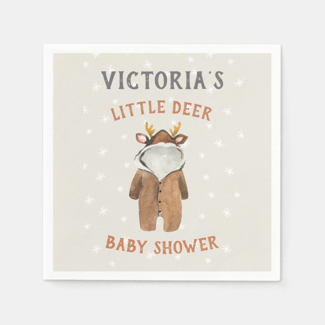 Little Reindeer Christmas Winter Baby Shower Invit Napkins (Front)