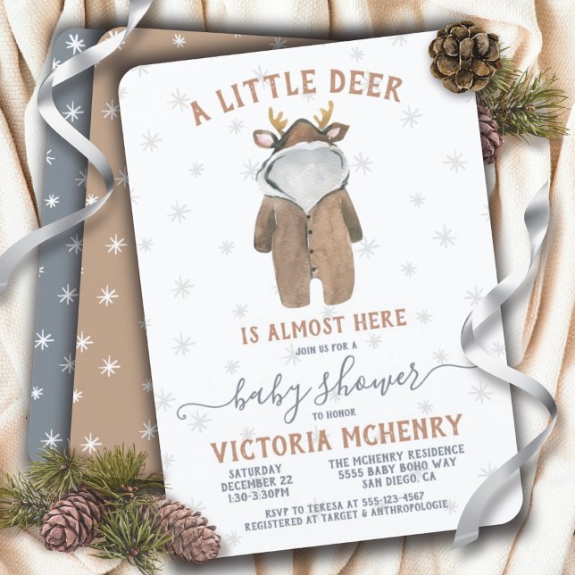 Little Reindeer Christmas Winter Baby Shower Invitation (Creator Uploaded)