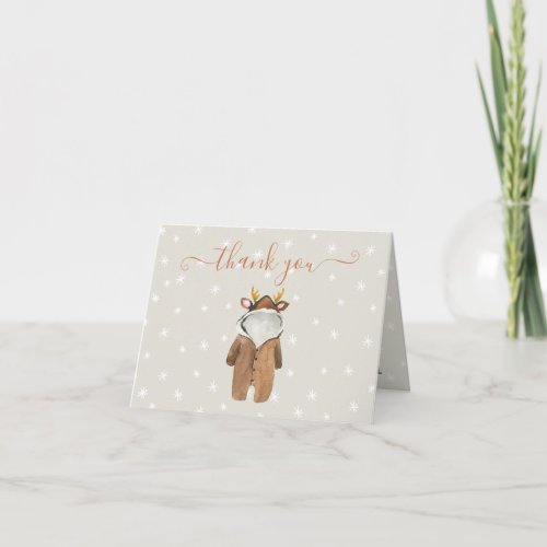 Little Reindeer Christmas Winter Baby Shower Thank You Card