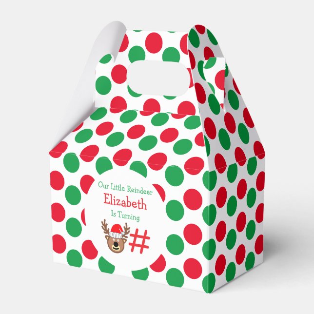 Little Reindeer Kids Birthday Favor Boxes (Front Side)