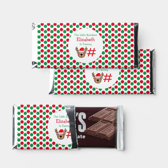 Little Reindeer Kids Birthday Hershey Bar Favors (Front)