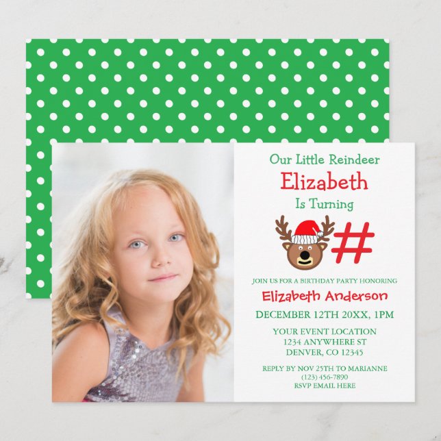 Little Reindeer Kids Birthday Invitation (Front/Back)