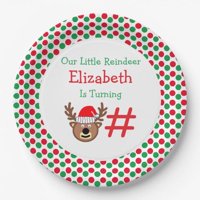 Little Reindeer Kids Birthday Paper Plates (Front)