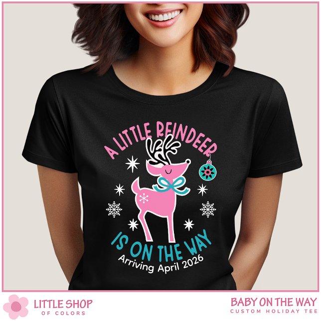Little Reindeer on the Way Pregnancy Announcement T-Shirt (Creator Uploaded)