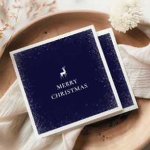 Little Reindeer Simple Snowflakes Christmas navy Napkins