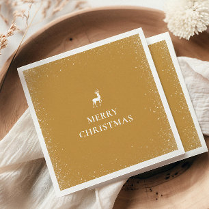 Little Reindeer Simple Snowflakes Christmas Ocher Napkins