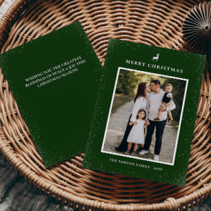 Little Reindeer Simple Snowflakes Custom Photo Holiday Card