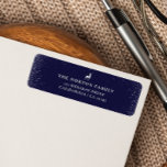 Little Reindeer Simple Snowflakes NAVY Christmas  Label<br><div class="desc">Simple, stylish, and trendy festive return address label featuring an adorable reindeer alongside your family’s address details in white on a deep NAVY BLUE background with a soft snow flurry border. The greeting, name, and address can be easily customized for a personal touch. This unique Christmas label, perfectly paired with...</div>
