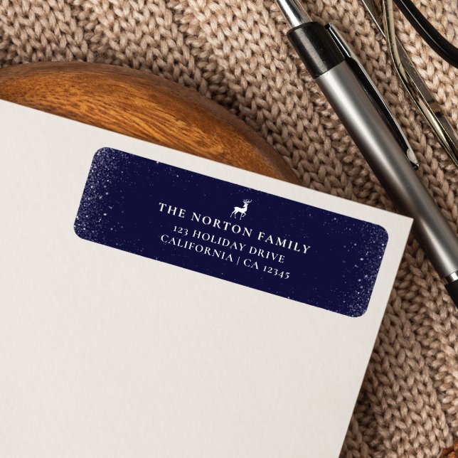 Little Reindeer Simple Snowflakes NAVY Christmas  Label (Creator Uploaded)