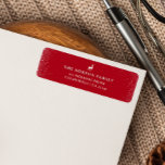 Little Reindeer Simple Snowflakes red Christmas  Label<br><div class="desc">Simple, stylish, and trendy festive return address label featuring an adorable reindeer alongside your family’s address details in white on a deep festive red background with a soft snow flurry border. The greeting, name, and address can be easily customized for a personal touch. This unique Christmas label, perfectly paired with...</div>