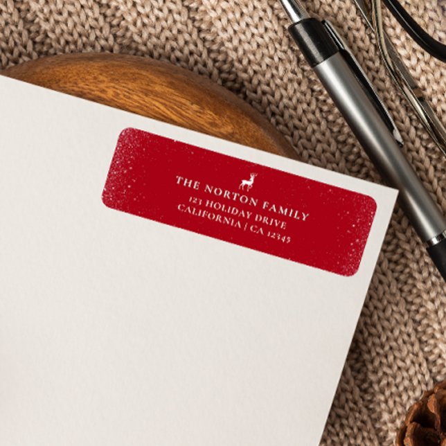 Little Reindeer Simple Snowflakes red Christmas  Label (Creator Uploaded)