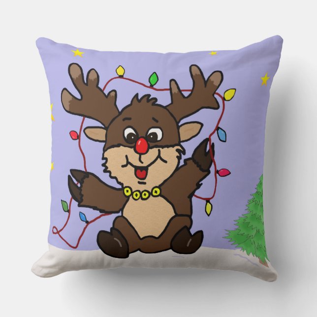 Little Reindeer Throw Pillow (Front)