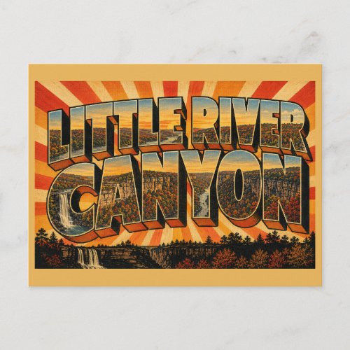 Little River Canyon Alabama Canyon Waterfall Art Postcard