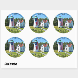 Little River Lighthouse, Maine Round Sticker