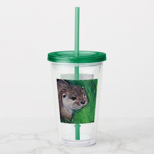 Little River Otter Painting Acrylic Tumbler