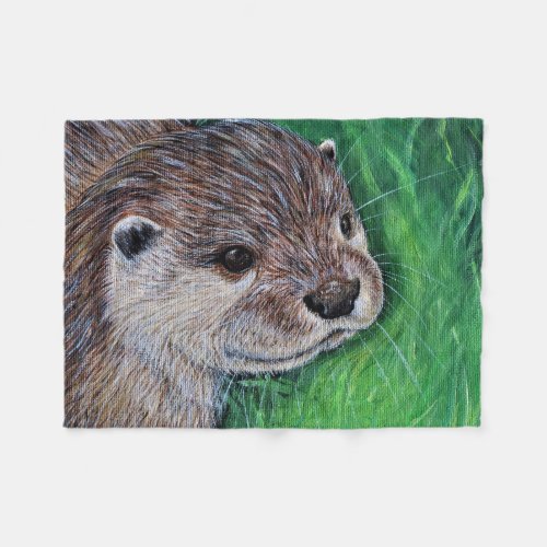 Little River Otter Painting Fleece Blanket