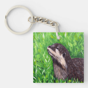 Little River Otter Painting Keychain