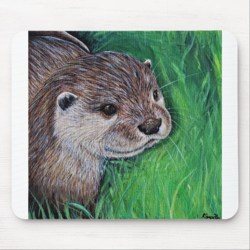 Little River Otter Painting Mouse Pad