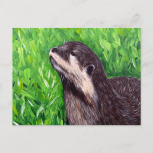 Little River Otter Painting Postcard