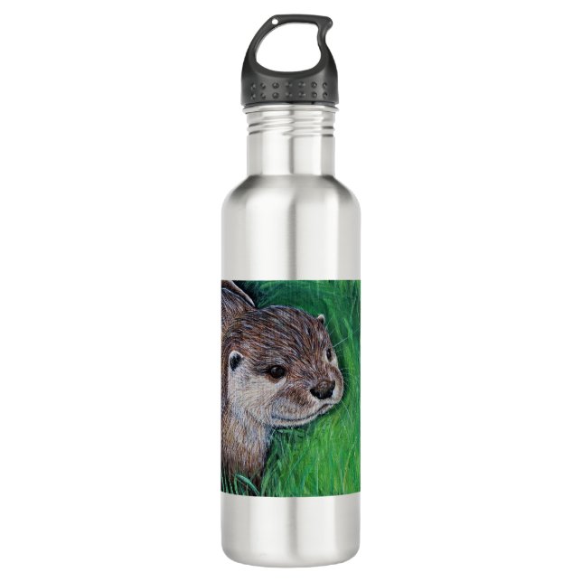 Little River Otter Painting Stainless Steel Water Bottle (Front)
