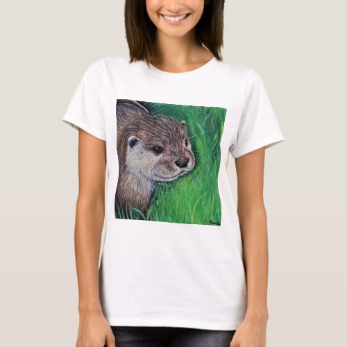 Little River Otter Painting T_Shirt