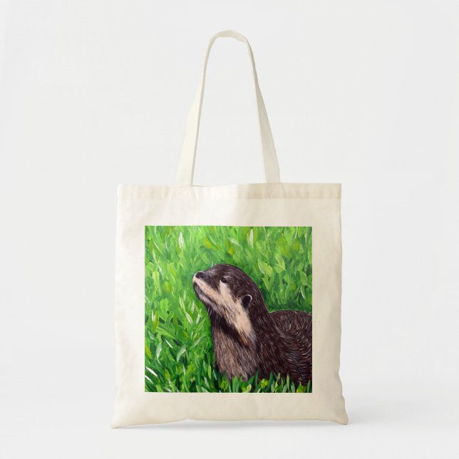 Little River Otter Painting Tote Bag (Front)