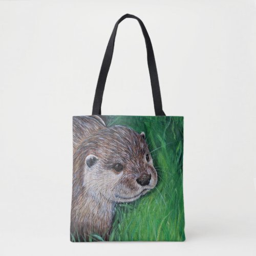 Little River Otter Painting Tote Bag