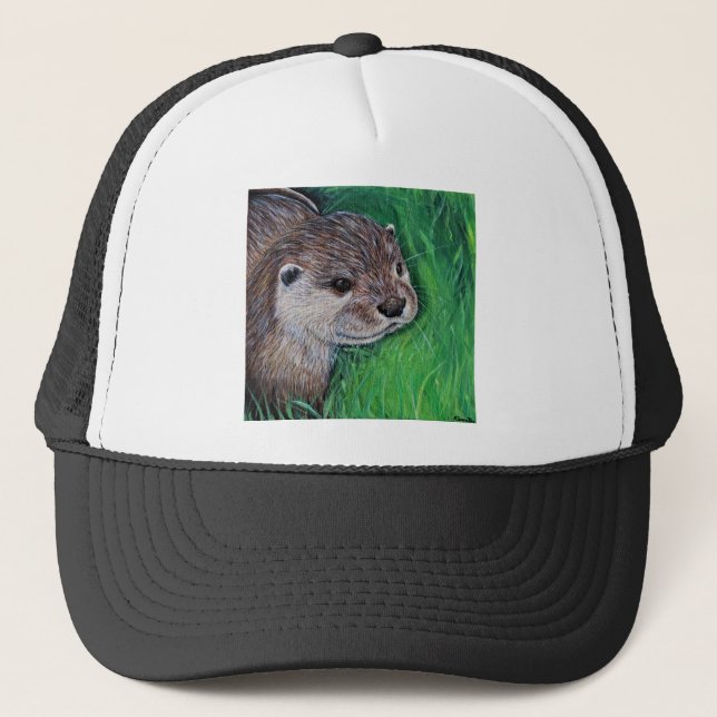 Little River Otter Painting Trucker Hat (Front)