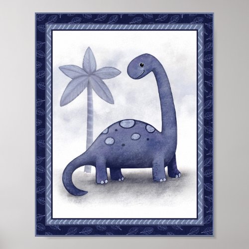 Little Roar Dinosaur _ Brachiosaurus Nursery Art Poster